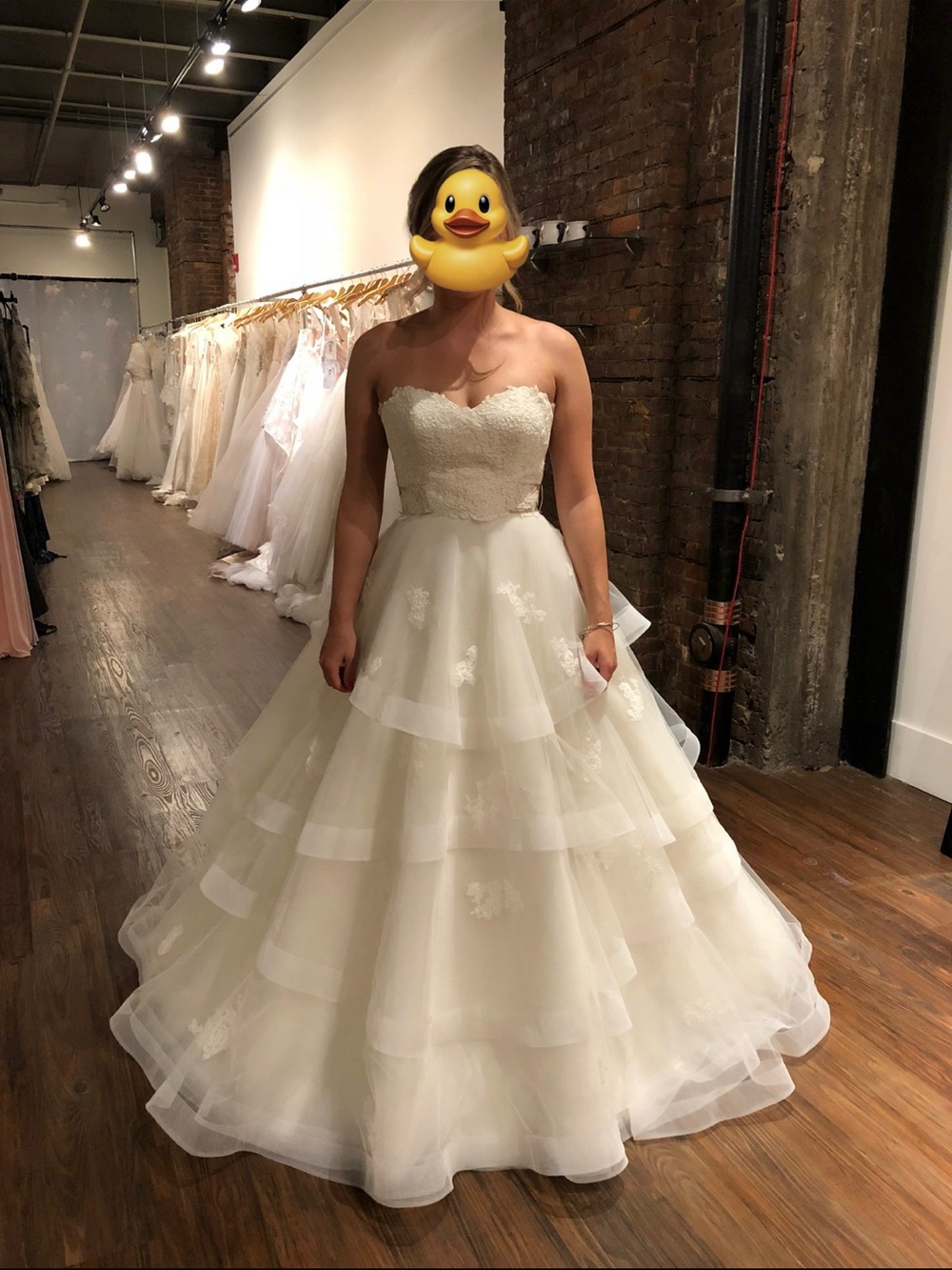 Anne Barge strapless wedding gown